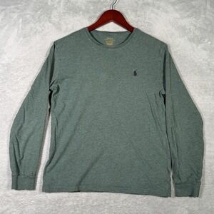 Polo Ralph Lauren Shirt Mens Small Heather Green Long Sleeve Crewneck Pony Logo‎